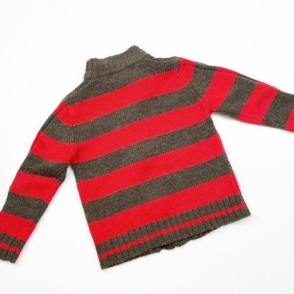 Bleu Ice red/brown striped zip up knit sweater - Picture 2 of 4